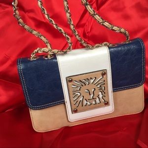 Anne Klein Colorblocked Leather Lion Shoulder Bag